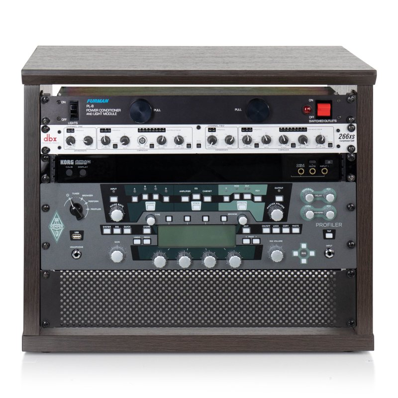 Gator GFW-ELITERK-8U-BRN Elite Series Furniture Desktop 8U Studio Rack, Brown 