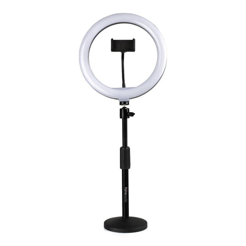 Gator Gfw Ringlightdsktp Ring Light Round Base Desktop Stand With Phone Clamp 