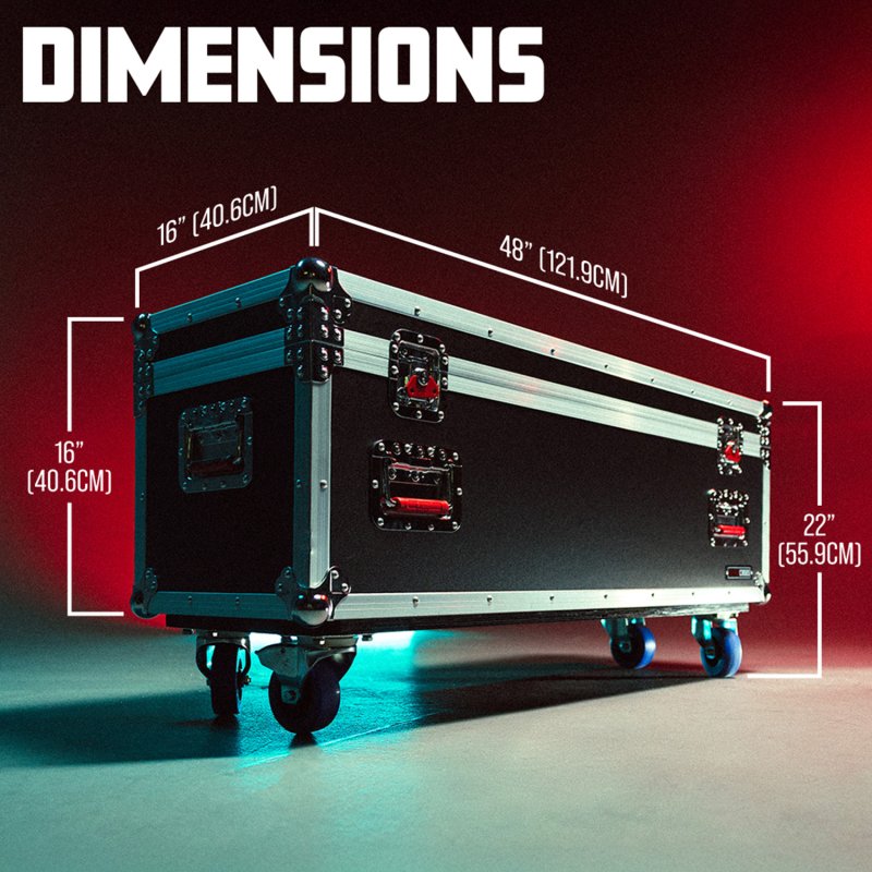 Gator GTOUR-UTL-481616 GTOUR ATA-Style Utility Flight Case with Casters– 48″ x 16″ x 16”