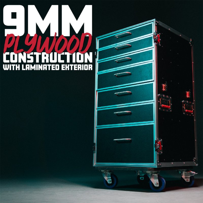 Gator GTOUR-WORKST7 ATA Style Heavy Duty Case with 7 Drawers and Fold-Out Table
