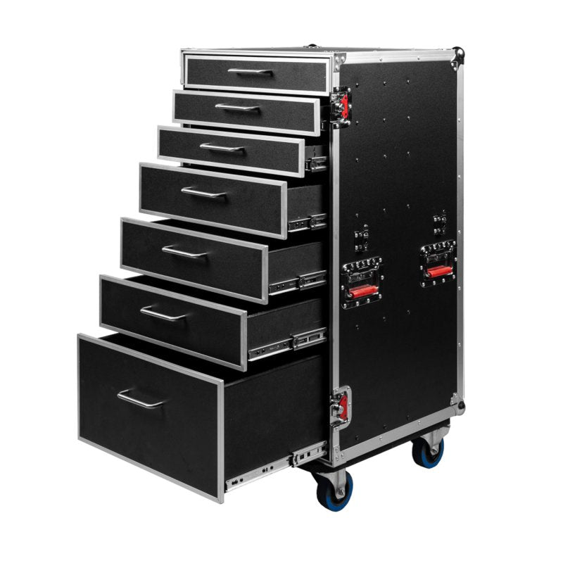 Gator GTOUR-WORKST7 ATA Style Heavy Duty Case with 7 Drawers and Fold-Out Table
