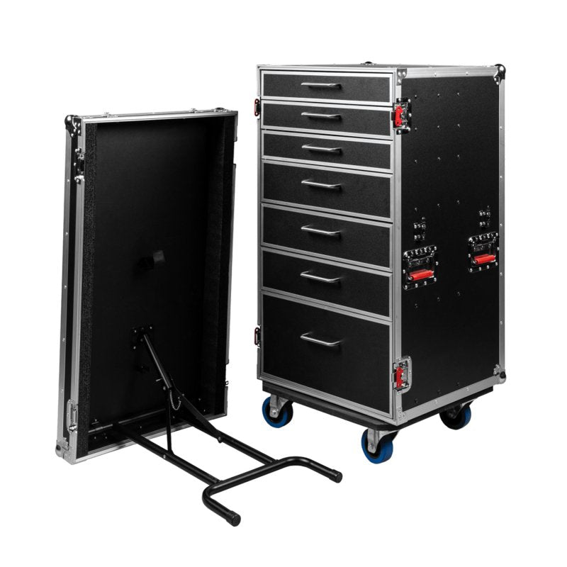 Gator GTOUR-WORKST7 ATA Style Heavy Duty Case with 7 Drawers and Fold-Out Table