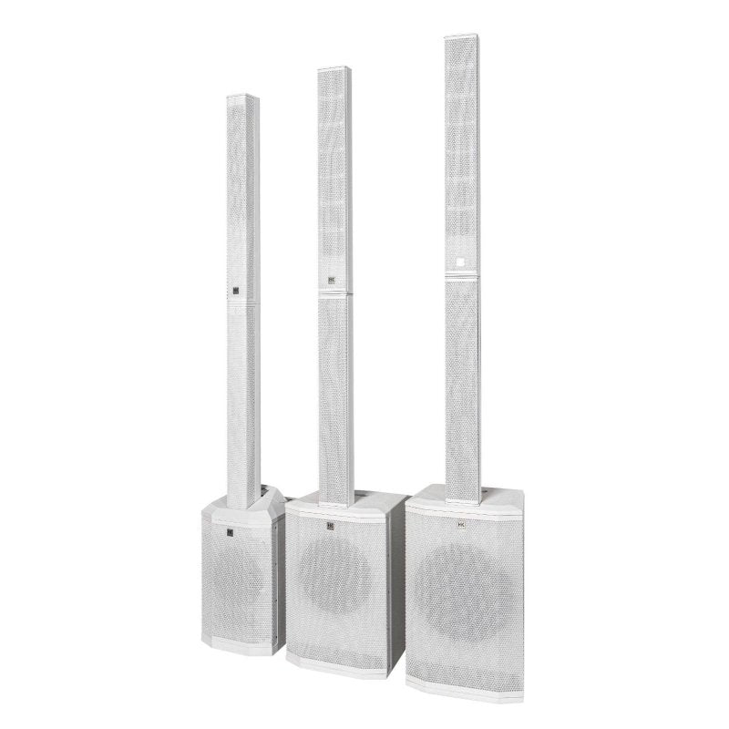 HK Audio HK-POLAR-8-MKII-WHT Compact 2,000W Column PA System with 8" Subwoofer, Bluetooth 5, TWS Stereo & 3-Channel Mixer (White) 