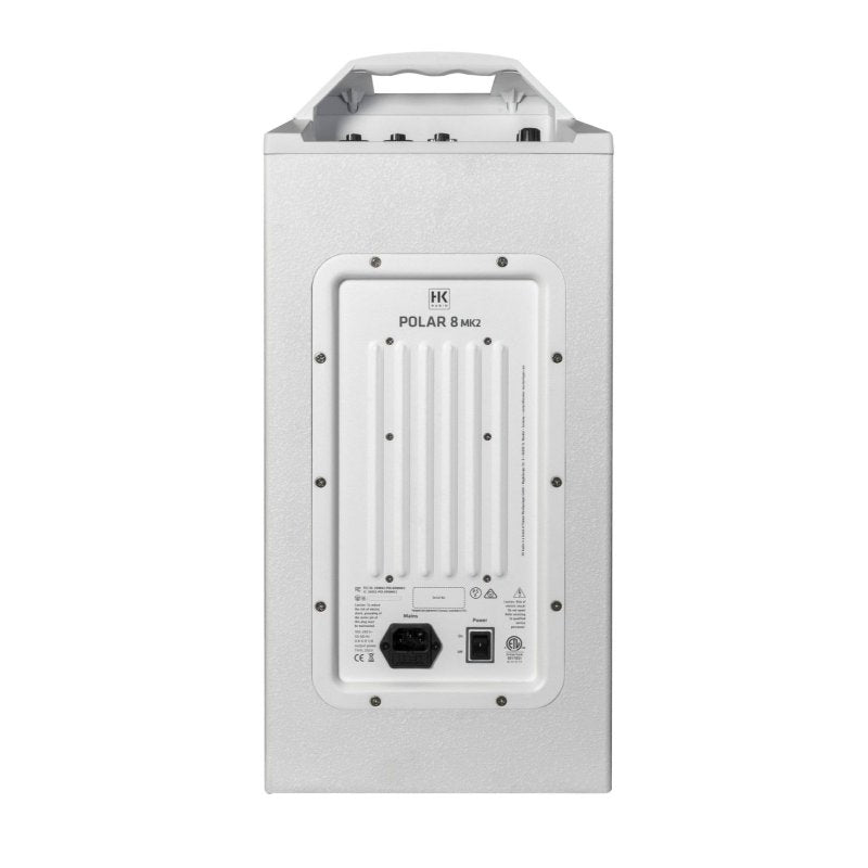 HK Audio HK-POLAR-8-MKII-WHT Compact 2,000W Column PA System with 8" Subwoofer, Bluetooth 5, TWS Stereo & 3-Channel Mixer (White) 
