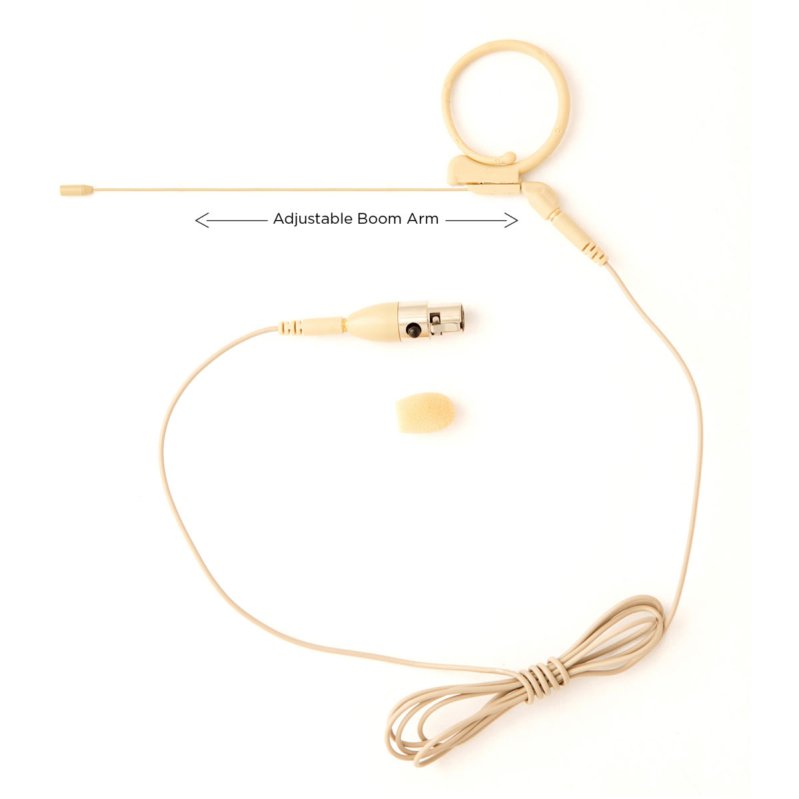 Audix HT7BG4P Ultra-lightweight Head-worn Omnidirectional Microphone With 4-Pin Mini-XLR, Beige