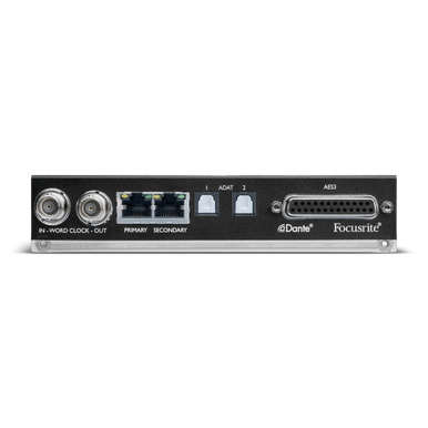 Focusrite Pro 8-channel ISA digital interface card for ISA 428 and 828 MkII, front view showing input ports and branding.