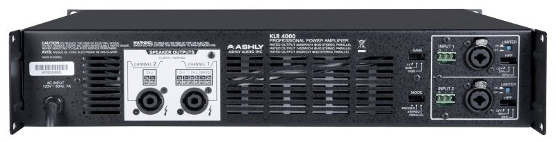 Ashly KLR4000 2-Channel Power Amplifier, 12k Ohm Input Impedance 20Hz-20kHz Frequency