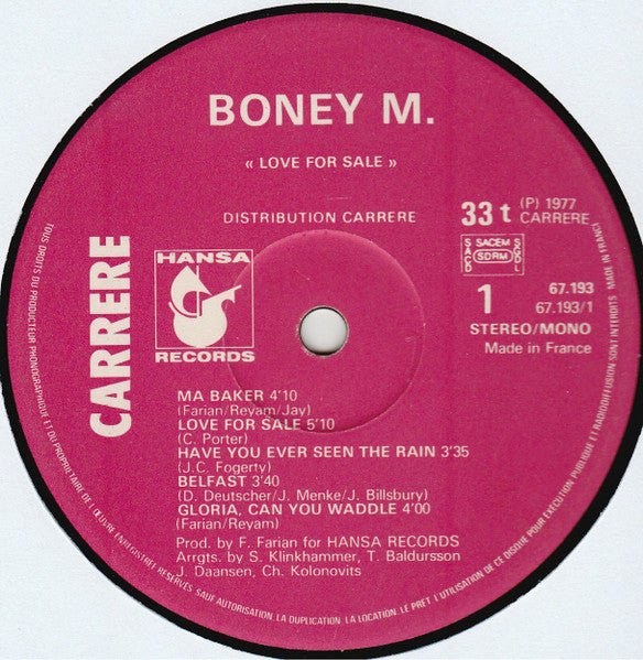 Love For Sale Boney M.