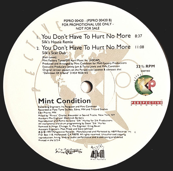 You Don't Have To Hurt No More Mint Condition