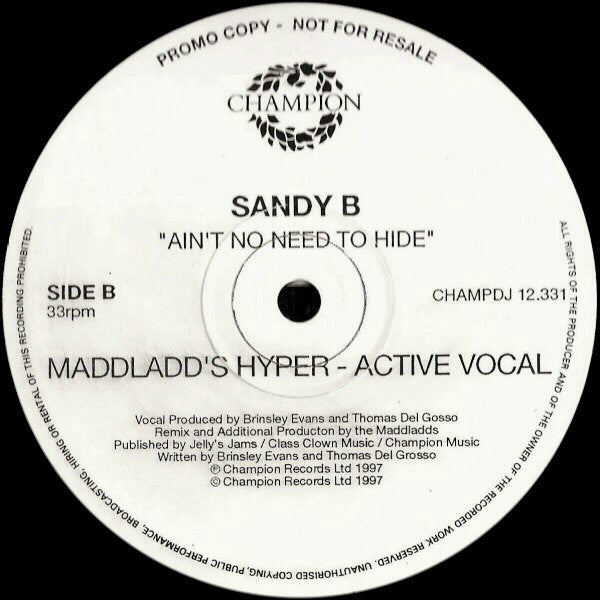 Ain't No Need To Hide Sandy B