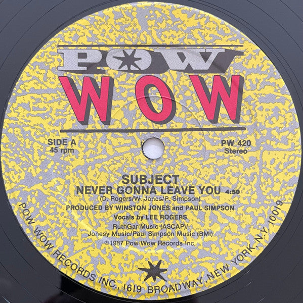 Never Gonna Leave You Subject