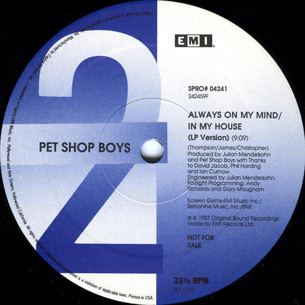 Club Mixes From The Pet Shop Boys Introspective Album Pet Shop Boys