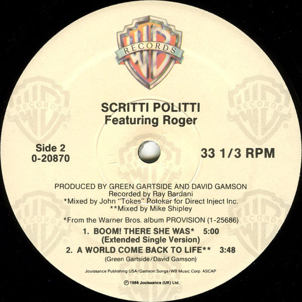 Boum ! Elle était là Scritti Politti,Roger Troutman