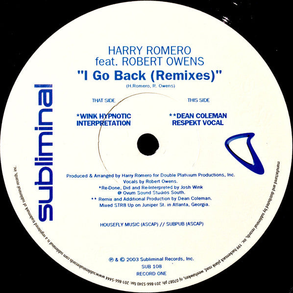 I Go Back : The Remixes Harry « Choo Choo » Romero, Robert Owens