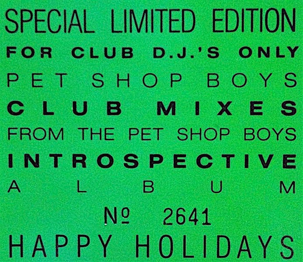 Club Mixes From The Pet Shop Boys Introspective Album Pet Shop Boys