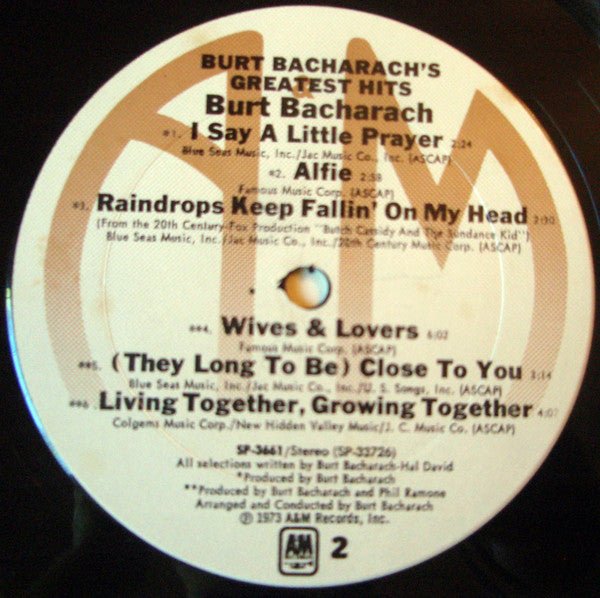 Burt Bacharach's Greatest Hits Burt Bacharach