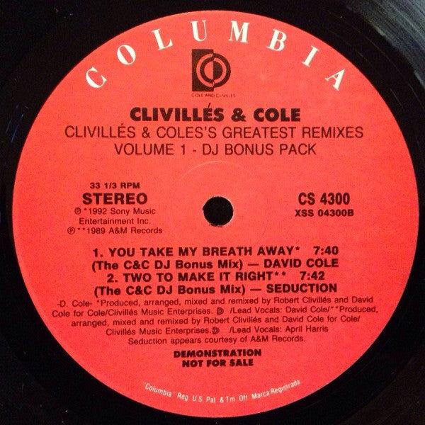 Clivillés & Cole's Greatest Remixes (Volume 1 - DJ Bonus Pack) Clivillés & Cole