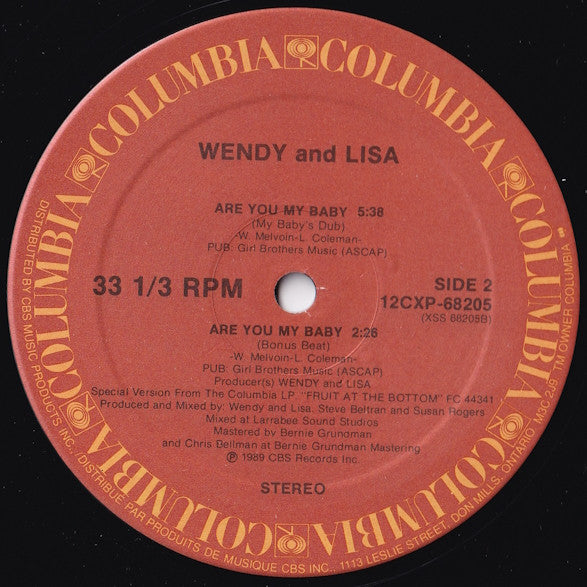 Are You My Baby (12" Mixes) Wendy & Lisa