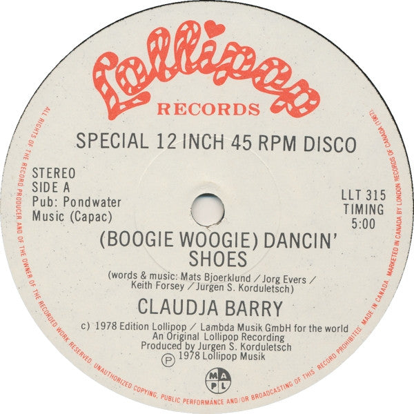 (Boogie Woogie) Chaussures de danse / Je veux être aimé par toi Claudja Barry
