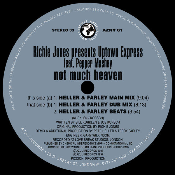 Not Much Heaven (Heller & Farley Remixes!) Richie Jones,Uptown Express,Pepper Mashay