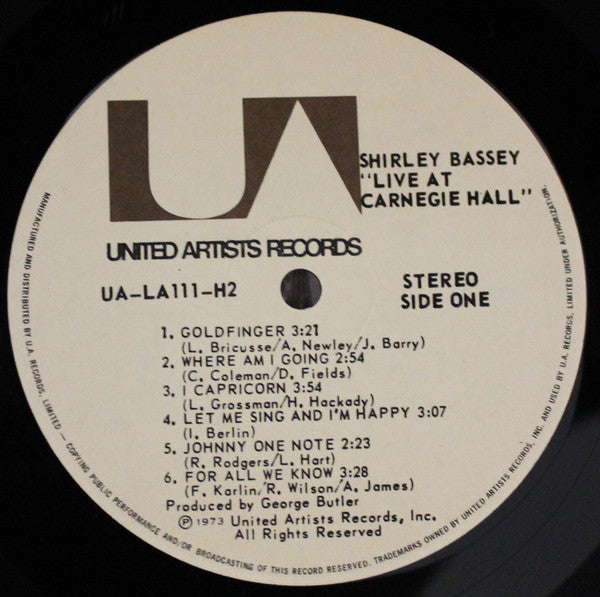 Live At Carnegie Hall Shirley Bassey