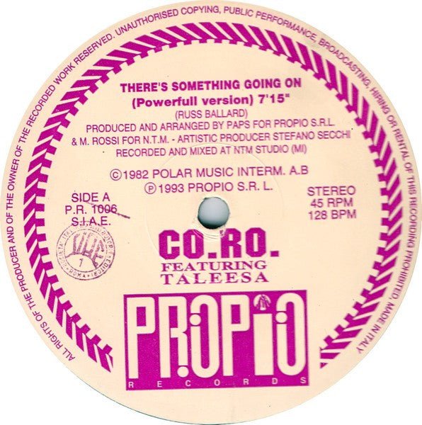 There's Something Going On - B/W - I Break Down And Cry Co.Ro.,Taleesa