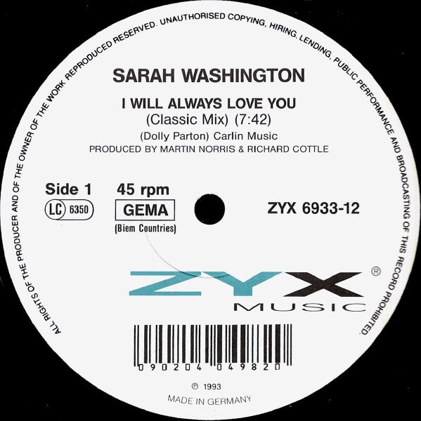 I Will Always Love You 2 Sarah Washington