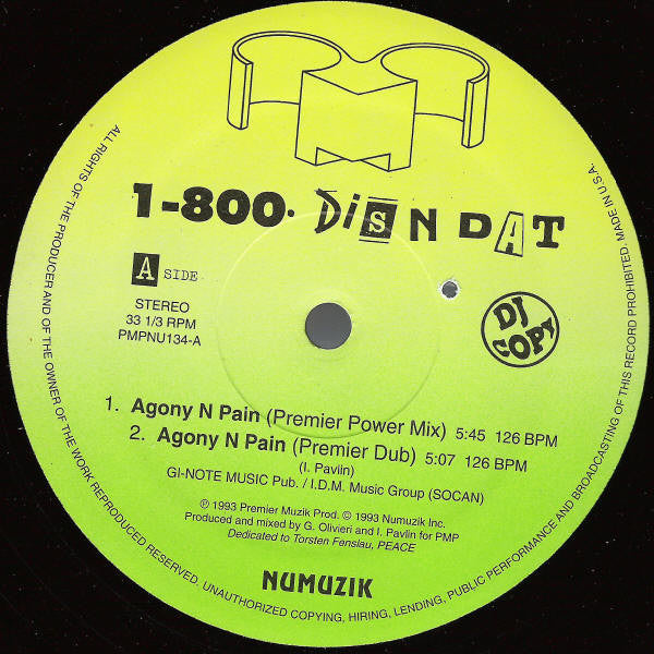 Agonie et douleur 1-800-Dis-N-Dat