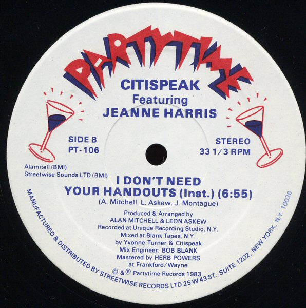 I Don't Need Your Handouts Citispeak,Jeanne Harris