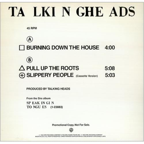 Burning Down The House / Pull Up The Roots / Slippery People (Cassette Version) Talking Heads