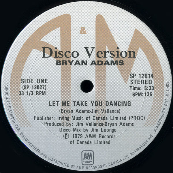 Let Me Take You Dancing Bryan Adams