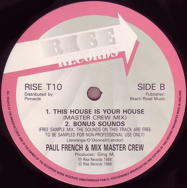 Cette maison est ta maison Paul French (2), équipe de mixage principale