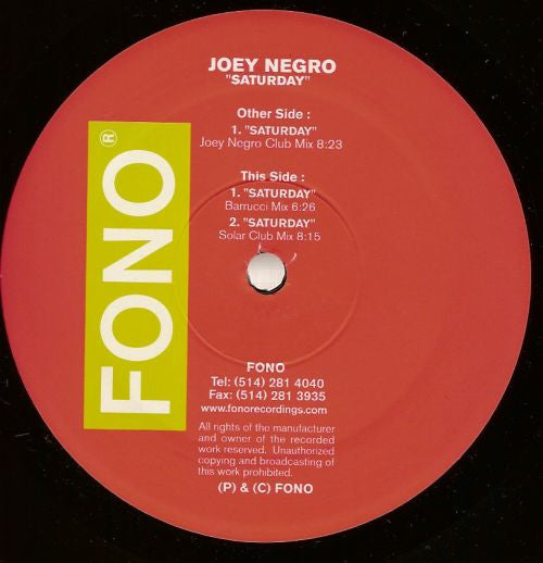 Saturday Joey Negro