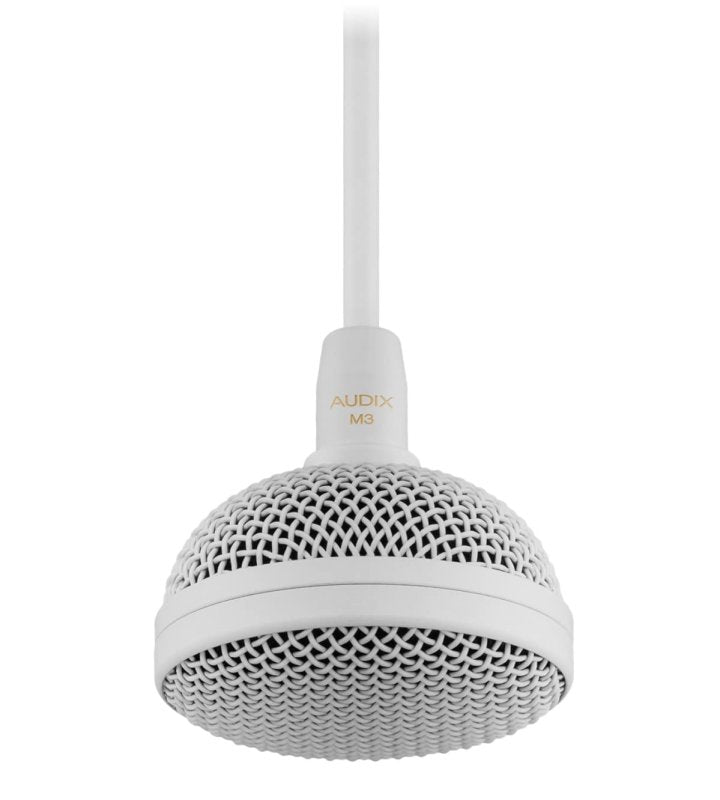 Audix M3W Tri-Element Hanging Ceiling Microphone with 4' Cable, White 