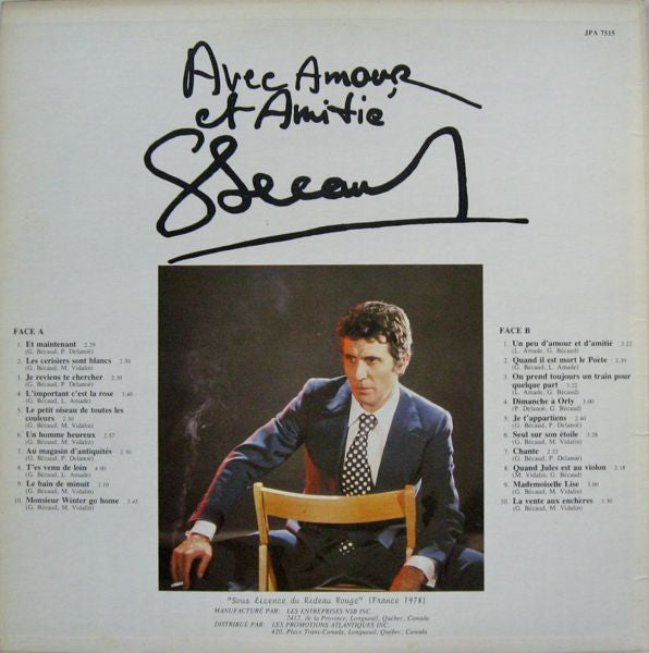 Avec Amour Et Amitié Gilbert Bécaud | Rectangle Triangle  