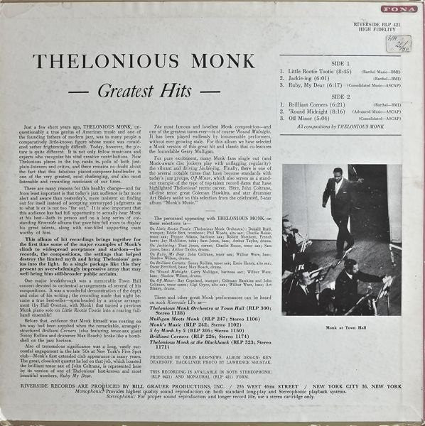 Greatest Hits Thelonious Monk