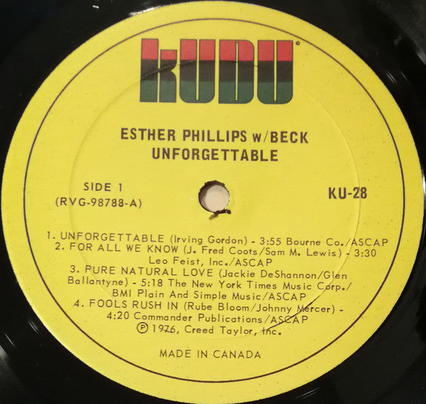 Pour autant que nous le sachions Esther Phillips, Joe Beck