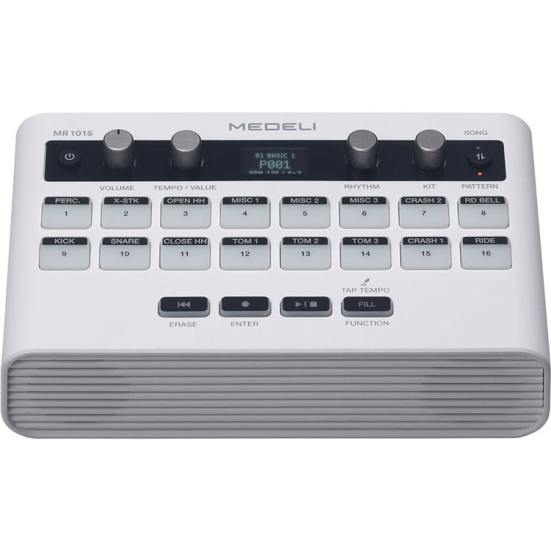 Medeli MR101S-WH Portable 16-Pad Portable Rhythm Machine with USB MIDI and Audio, White