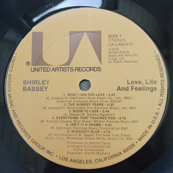 Amour, vie et sentiments Shirley Bassey