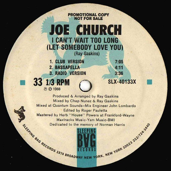 I Can't Wait Too Long (Let Somebody Love You) Joe Church