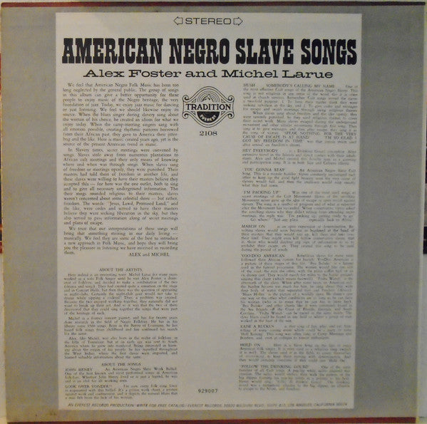 American Negro Slave Songs Alex Foster (2),Michel Larue