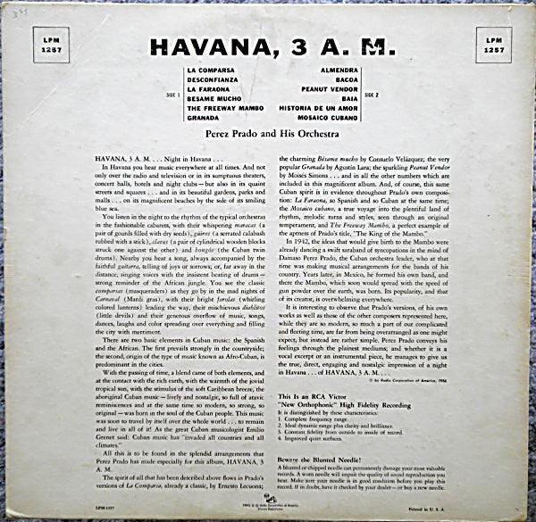 La Havane, 3 heures du matin Perez Prado et son orchestre