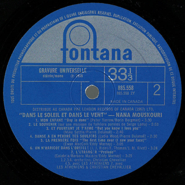 Dans Le Soleil Et Dans Le Vent Nana Mouskouri
