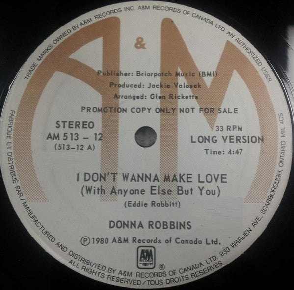 I Don't Wanna Make Love (With Anyone Else But You) Donna Robbins