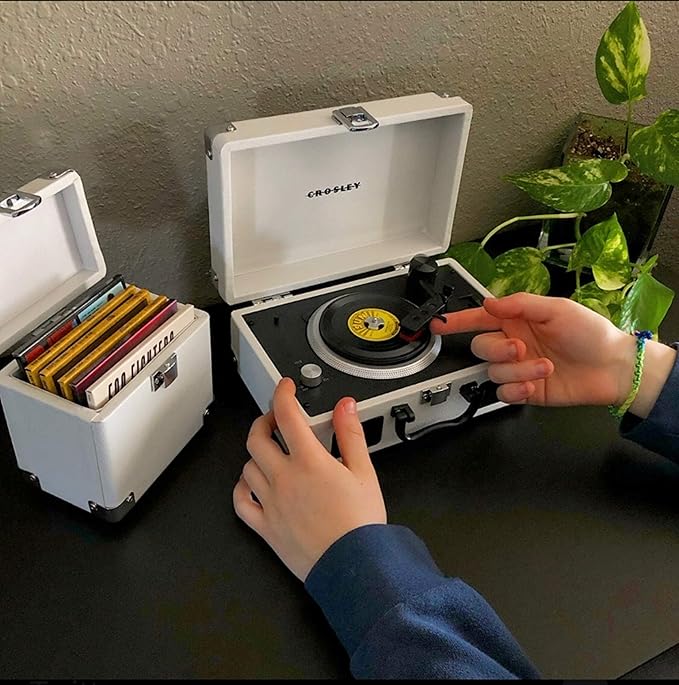 Mini Record Carrier Case for 3" Vinyl Albums, | Rectangle Triangle |  Colour: White Sand 