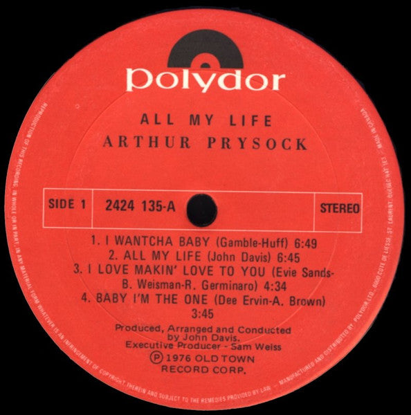 Toute ma vie Arthur Prysock