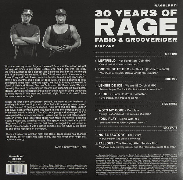 30 ans de rage (première partie) Fabio, Grooverider