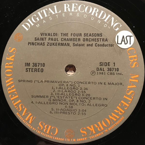Les Quatre Saisons Antonio Vivaldi,Pinchas Zukerman,The Saint Paul Chamber Orchestra