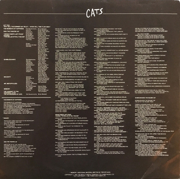 Cats : Album original du casting londonien Andrew Lloyd Webber