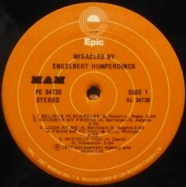 Miracles By Engelbert Humperdinck Engelbert Humperdinck